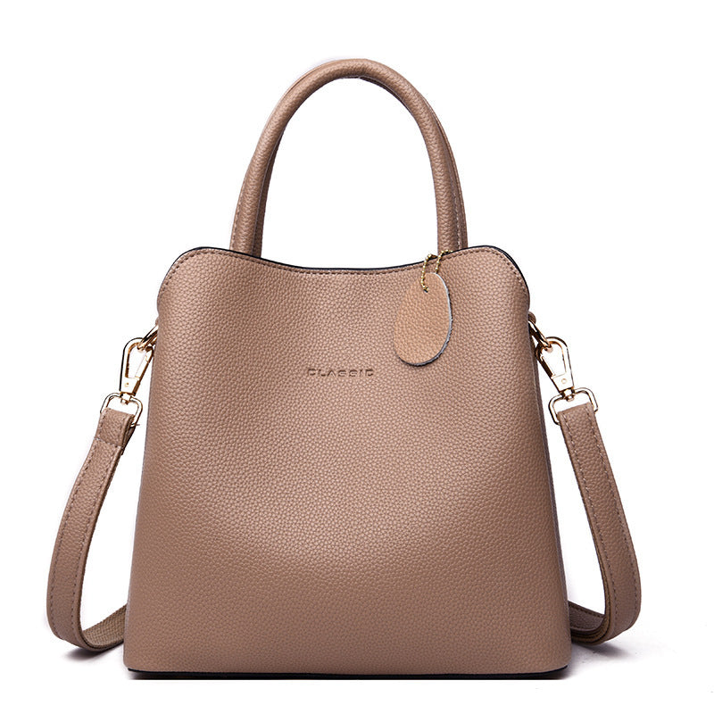 Women's Solid Color Luxury Designer Leather Tote Shoulder Handbag - LAKD London
