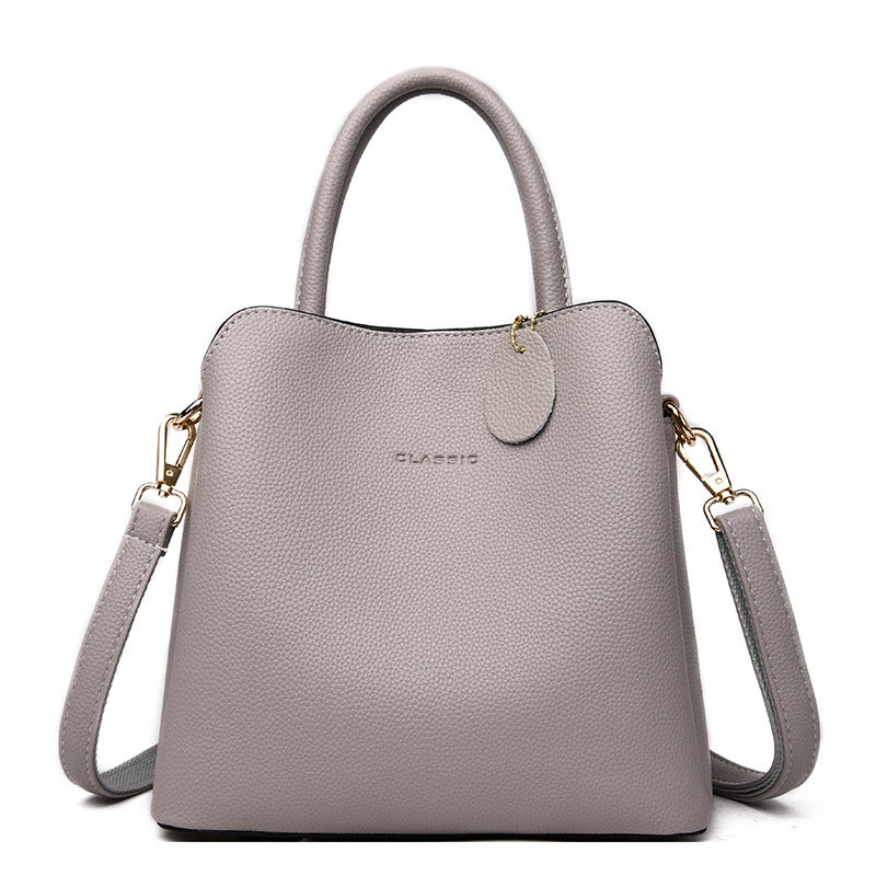 Women's Solid Color Luxury Designer Leather Tote Shoulder Handbag - LAKD London