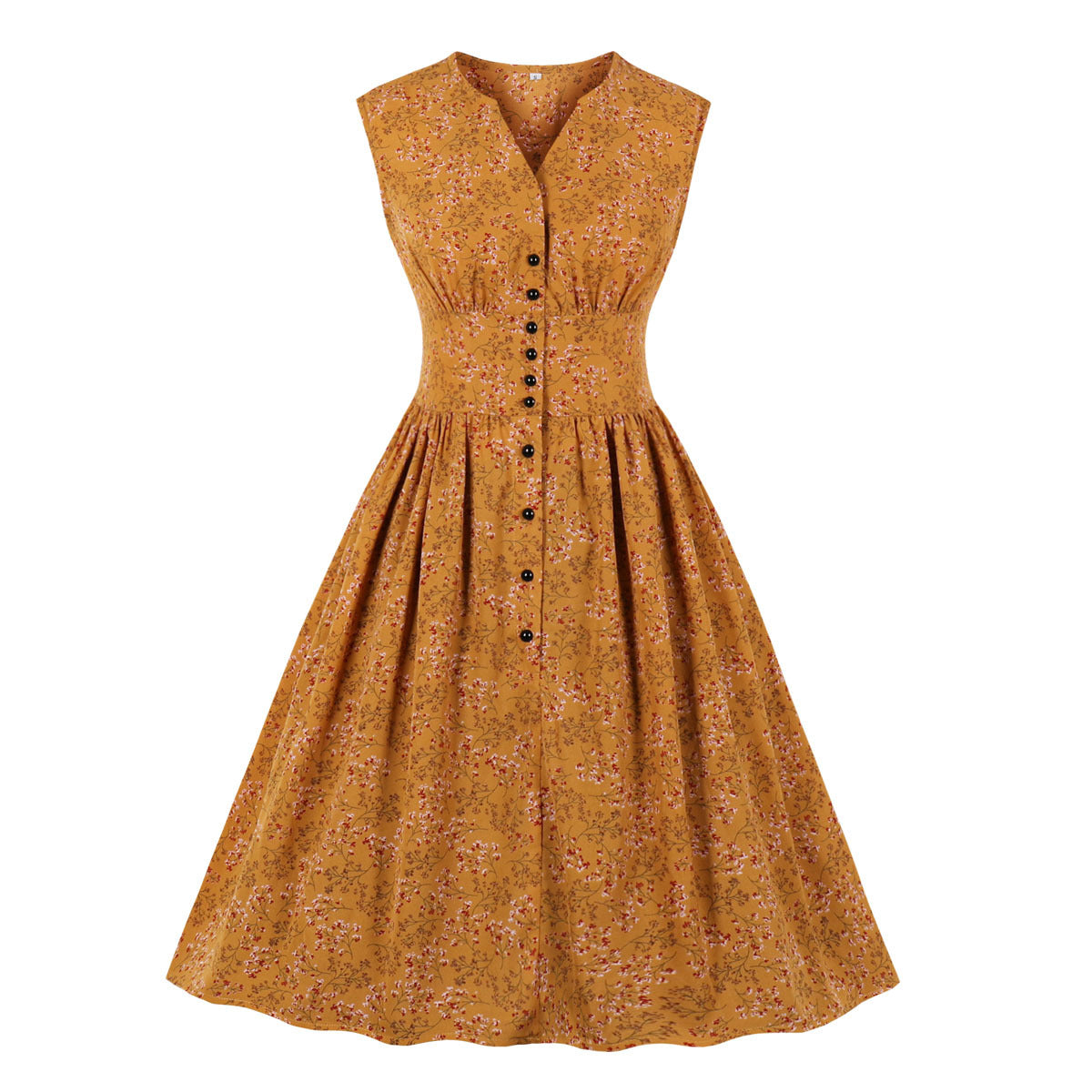 Robe long sans manches rétro fleuri maxi élégant été pour femme