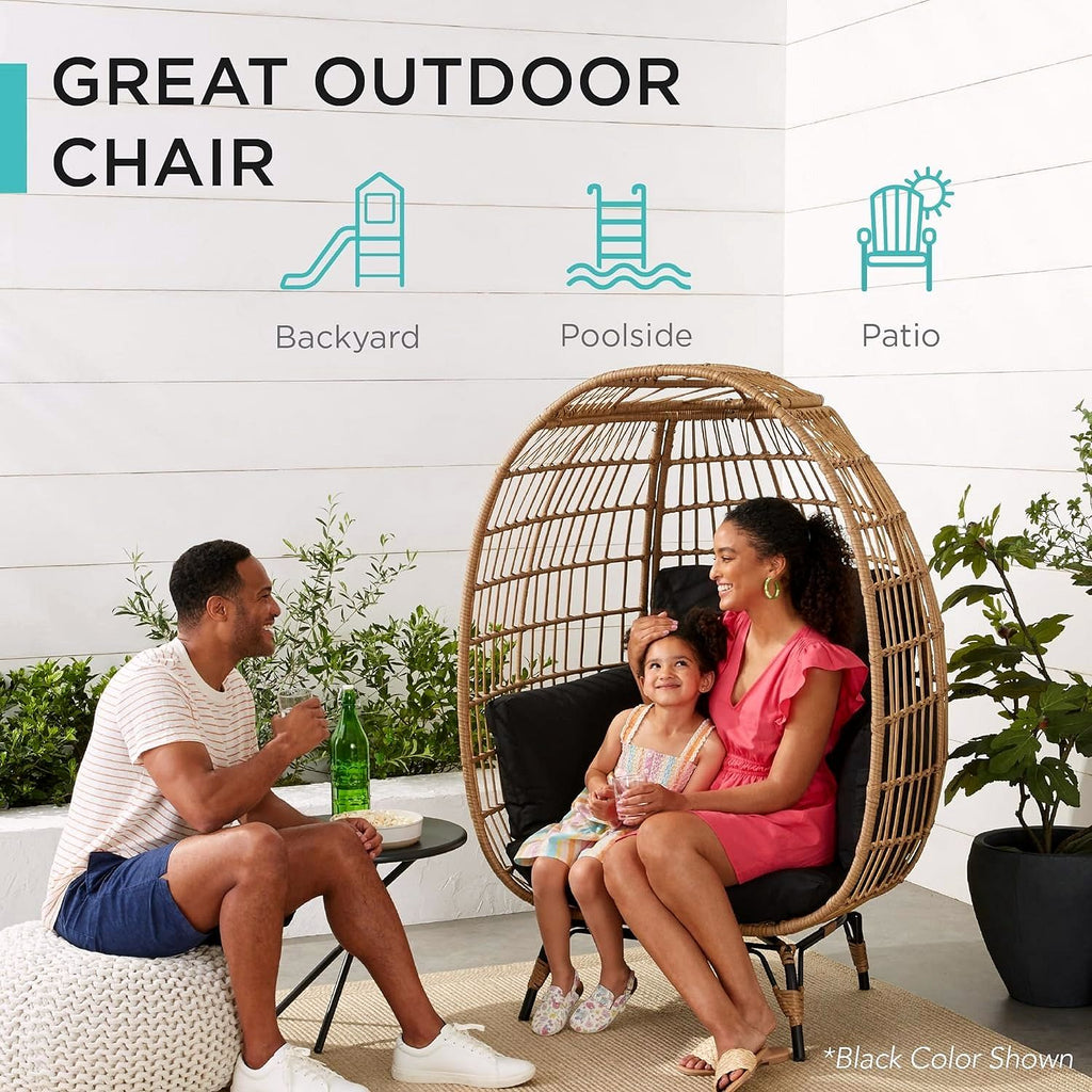 2026 Chaise à œuf en rotin Best Choice Products – Chaise longue surdimensionnée pour l'intérieur et l'extérieur, idéale pour la terrasse, le jardin et le salon