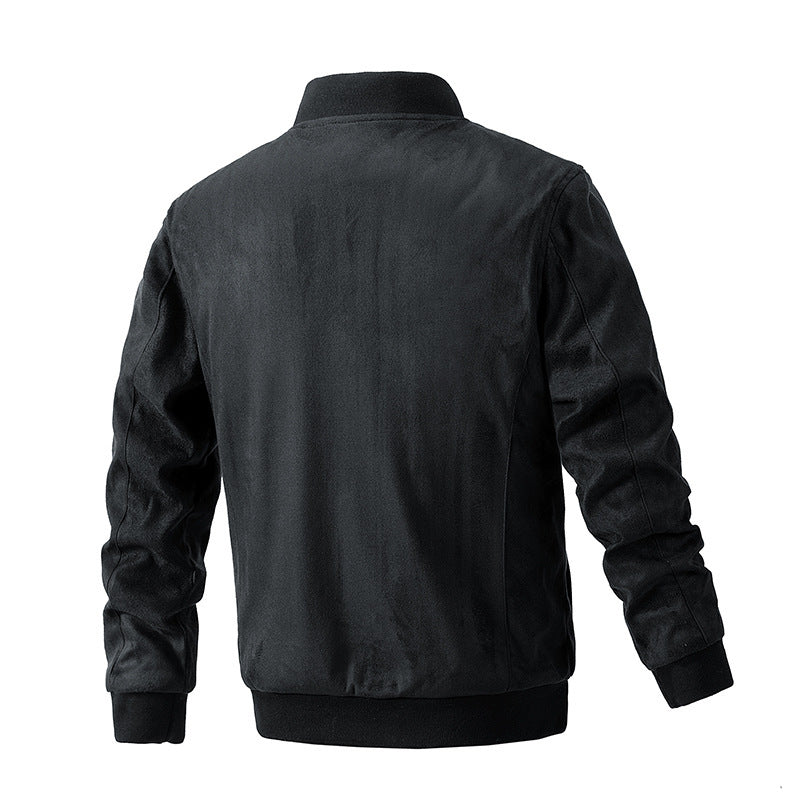 Men's Premium Suede Stand Collar Double Zipper Pocket Jacket - LAKD London