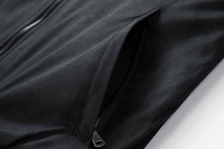 Men's Premium Suede Stand Collar Double Zipper Pocket Jacket - LAKD London