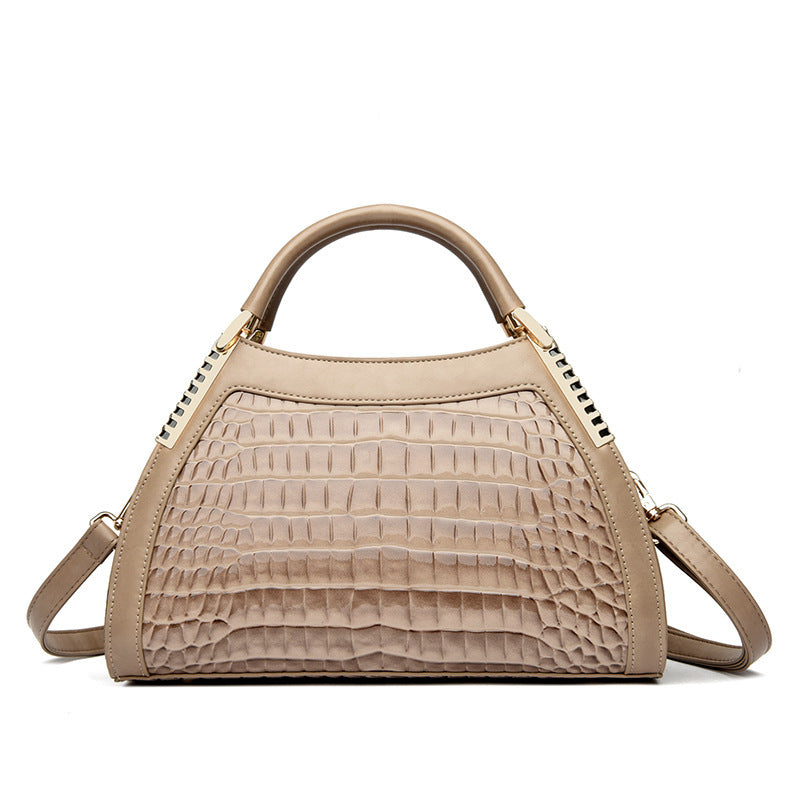 Sac à main grande capacité rétro brillant effet crocodile motif pour femme