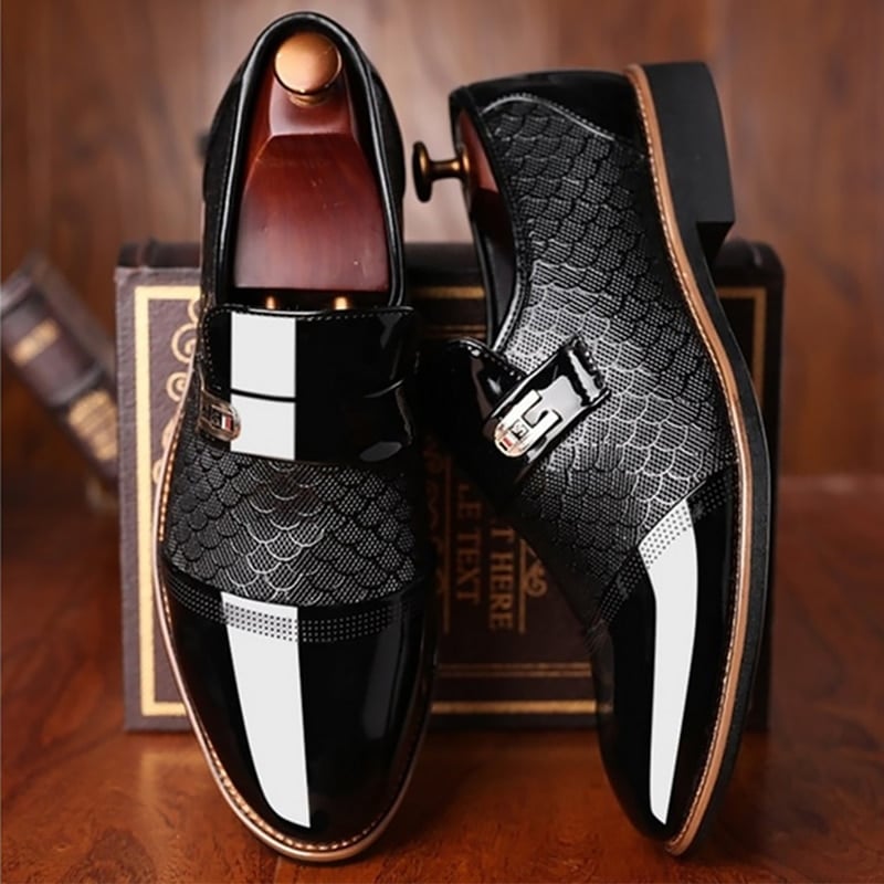 Chaussures habillées cuir verni à boucle habillé chic professionnel chaussures pour homme