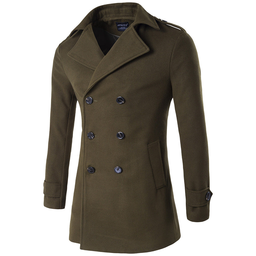 Trench-coat croisé élégant hiver classique pour homme