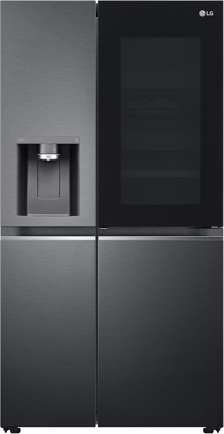 2026 LG GSXV91MCAF Réfrigérateur combiné - Side by Side, 635L, InstaView, Total No-Frost, Compartiment congélation, Distributeur d'eau et glace UVnano, Compresseur Inverter Linear, Wi-Fi, Noir, Classe F