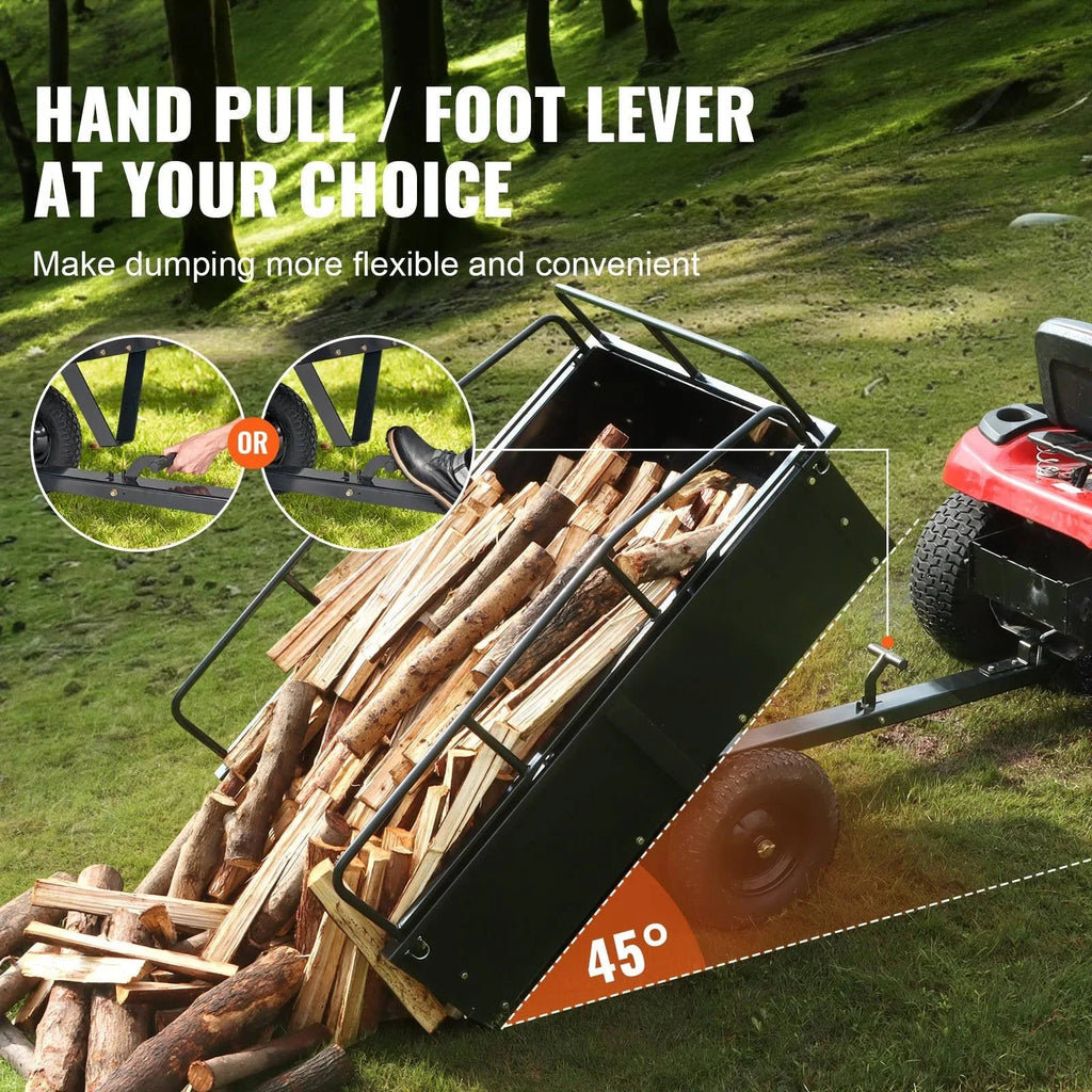 2026 VEVOR Hochleistungs-ATV-Anhänger, Kippwagen aus Stahl, 750 Pfund, 15 Kubikfuß, Gartenanhänger mit abnehmbaren Seitenwänden zum Fahren, L – MadeInUSA
