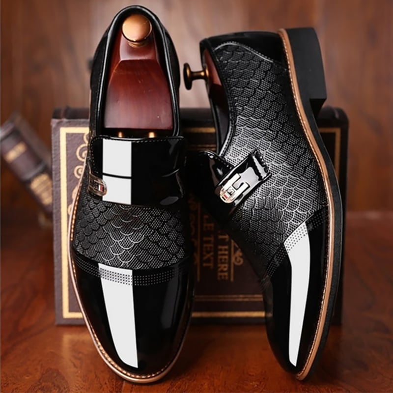 Chaussures habillées cuir verni à boucle habillé chic professionnel chaussures pour homme