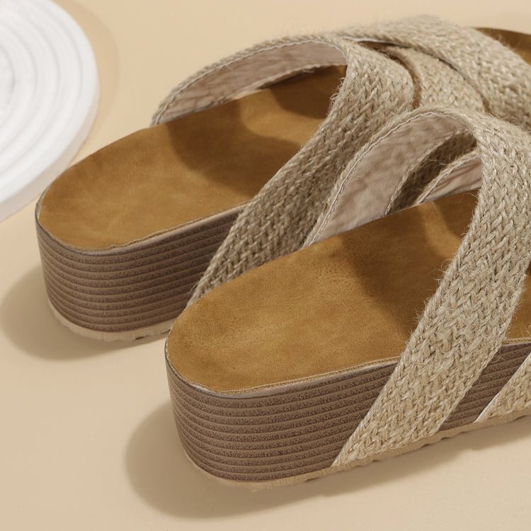 Sandales tissé brides croisées été plateforme plage décontracté pour femme