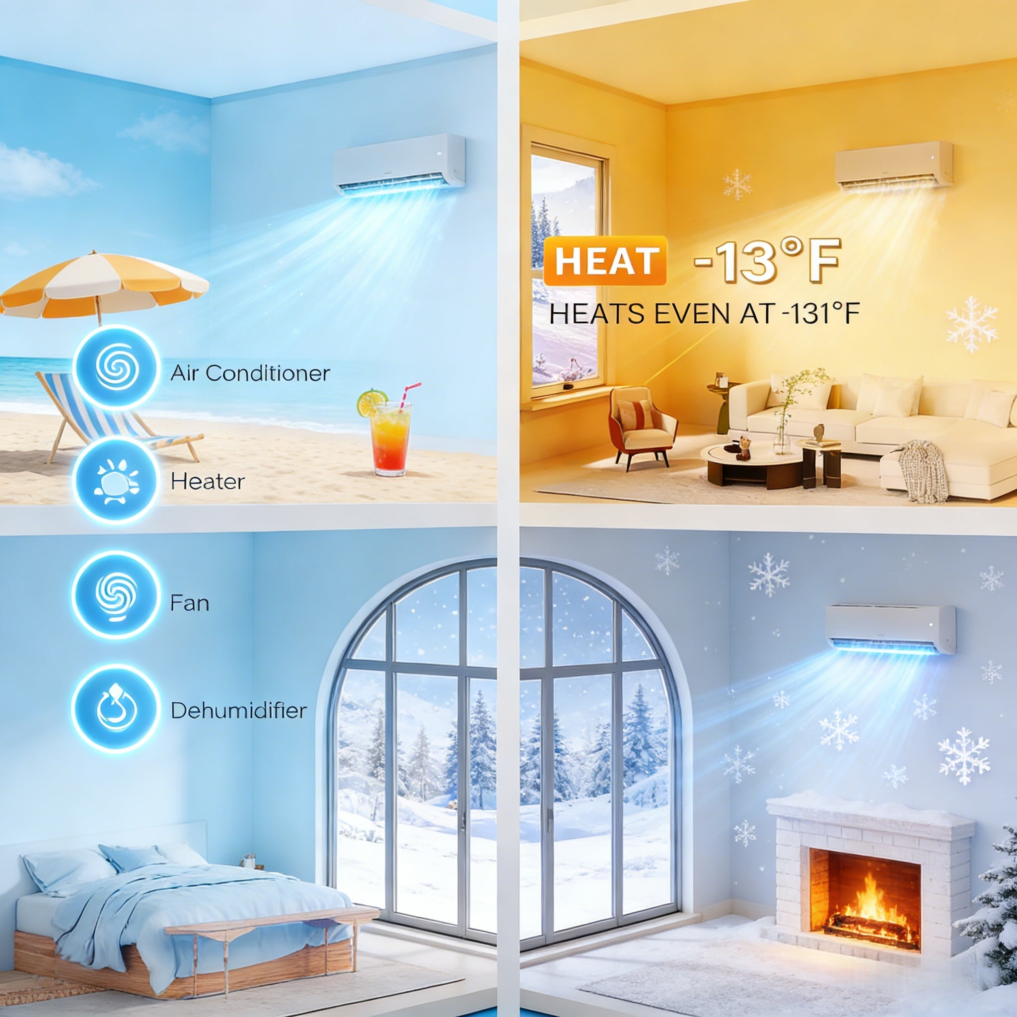2026 3 Zone 9,000 + 9,000 + 12,000 / 28,000 BTU Wifi Mini Split Air Conditioner Ductless 20 SEER2 230V with Heat Pump & 25Ft Install Kit