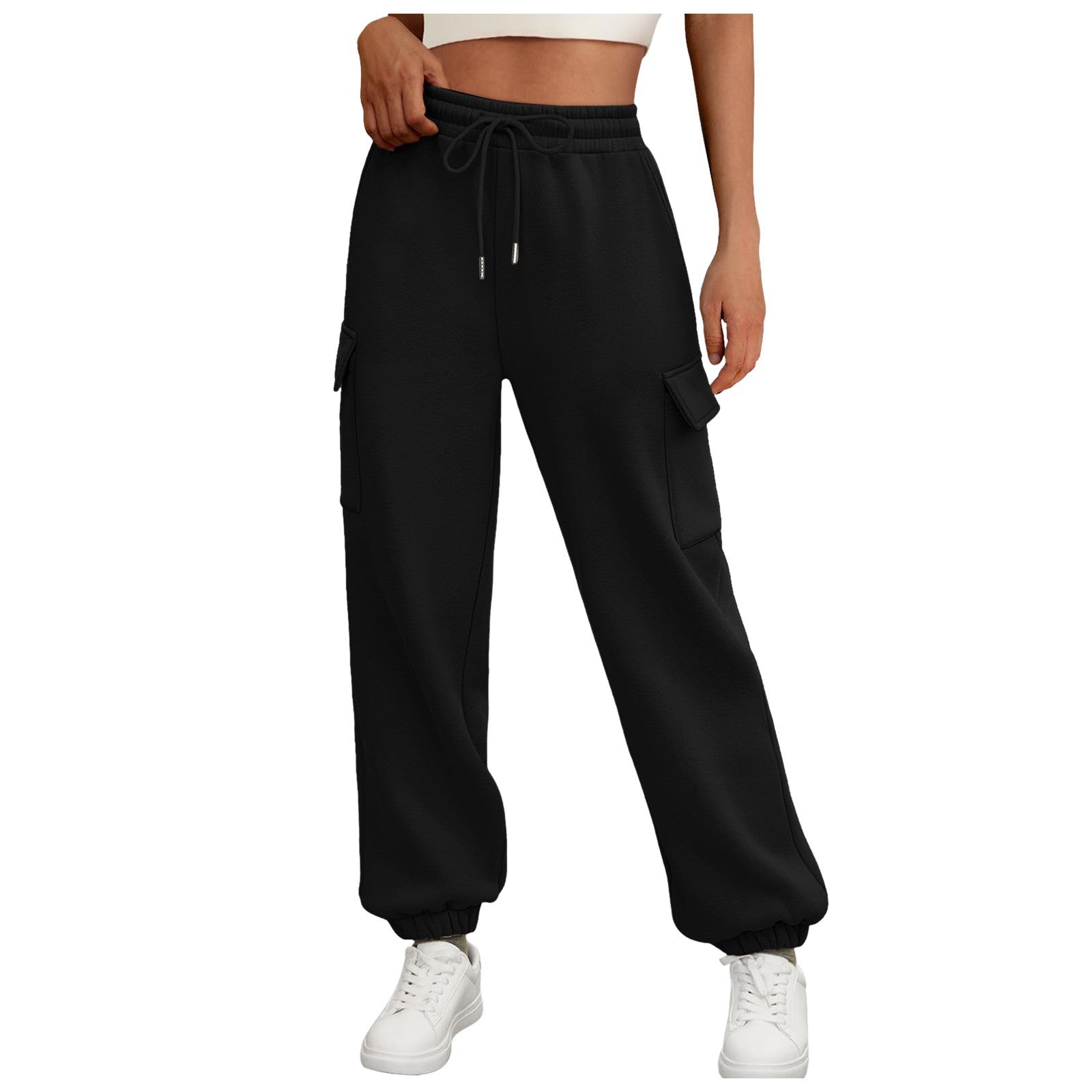 Jogging décontracté cargo doublé polaire baggy sport pour femme