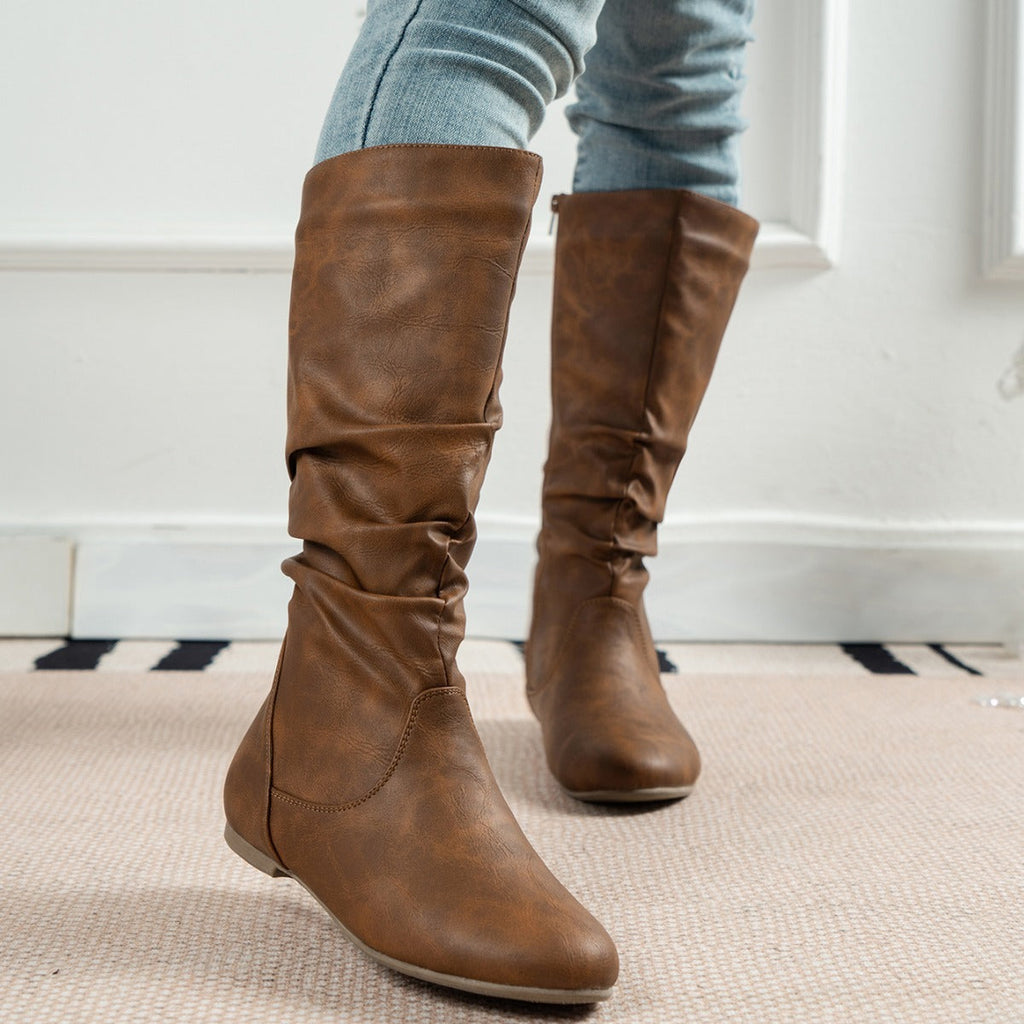 Bottes cowboy style western en cuir doux confortable pour femme