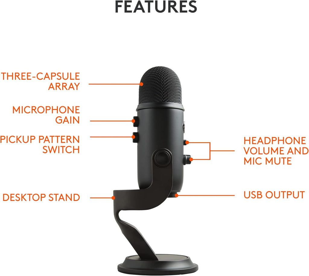 2026 2025 Logitech for Creators Microphone USB Blue Yeti (Noir)