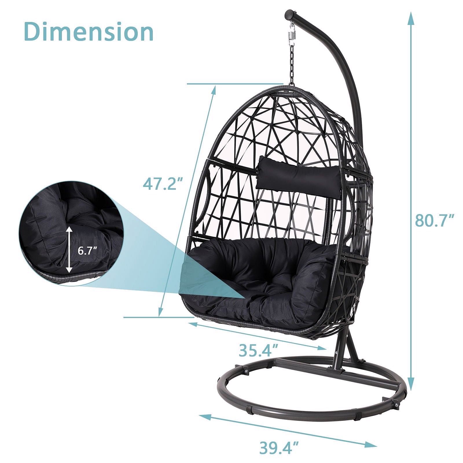 2026 Haverchair Fauteuil suspendu en œuf avec support pour extérieur et terrasse