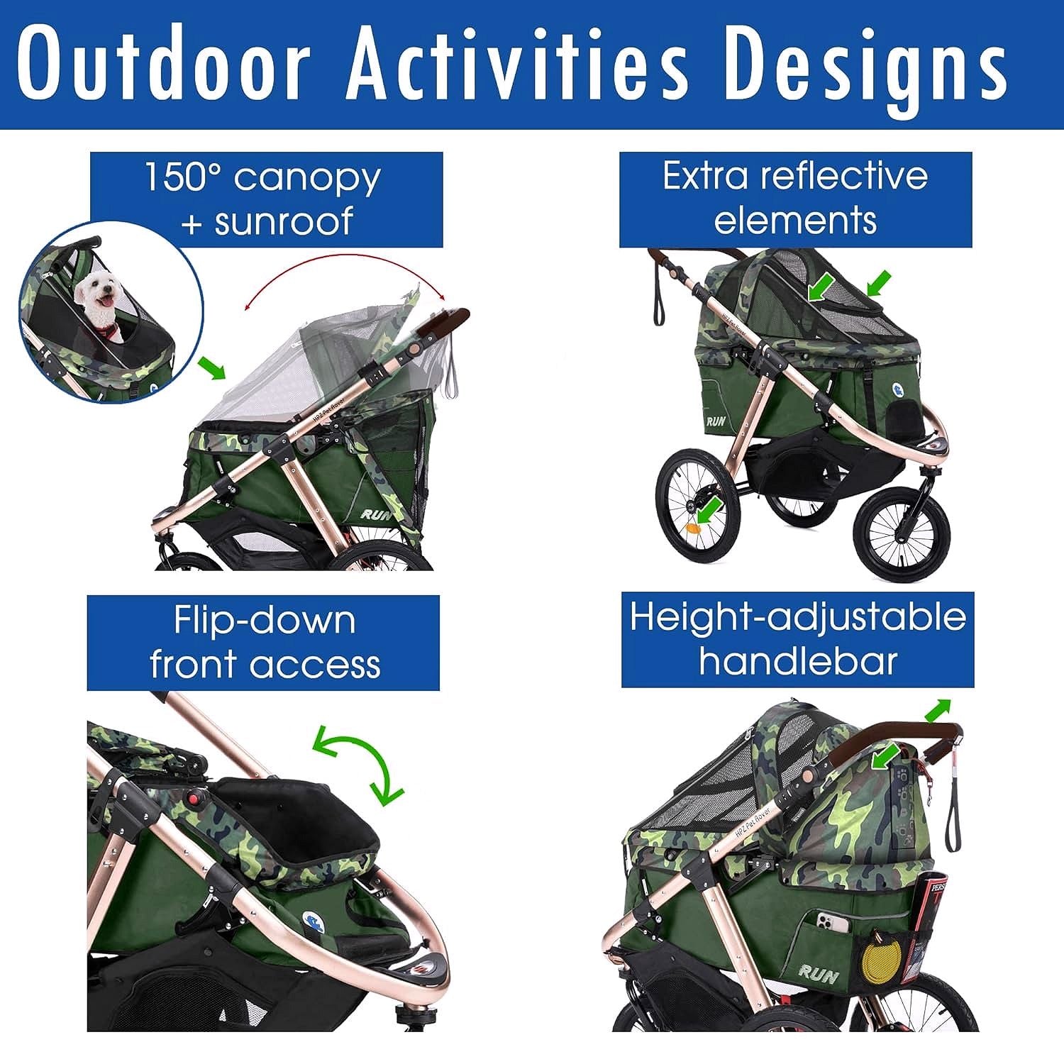 2026 Buggy de jogging sportif pour animaux avec roues en caoutchouc confort