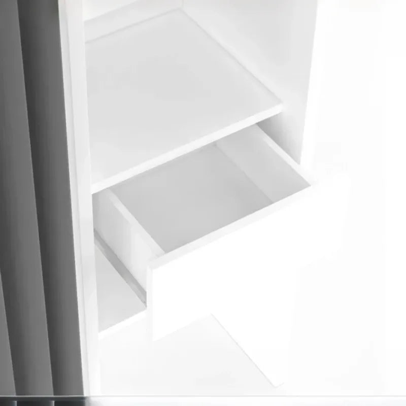 2026 Dressing Extensible Blanc & Gris avec Rideau - tagres - Double Penderie -