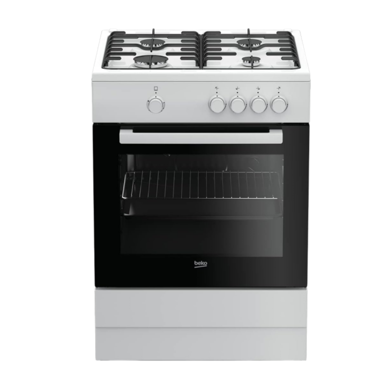 2026 beko FSG62000DW Beko-FSG62000DW-Cuisine et Four Intégré au Gaz, Plaque de cuisson avec 4 Cuisinières - Blanc, 60 x 60 x H 85 cm, 2900 W, 64 litres, acier inoxydable