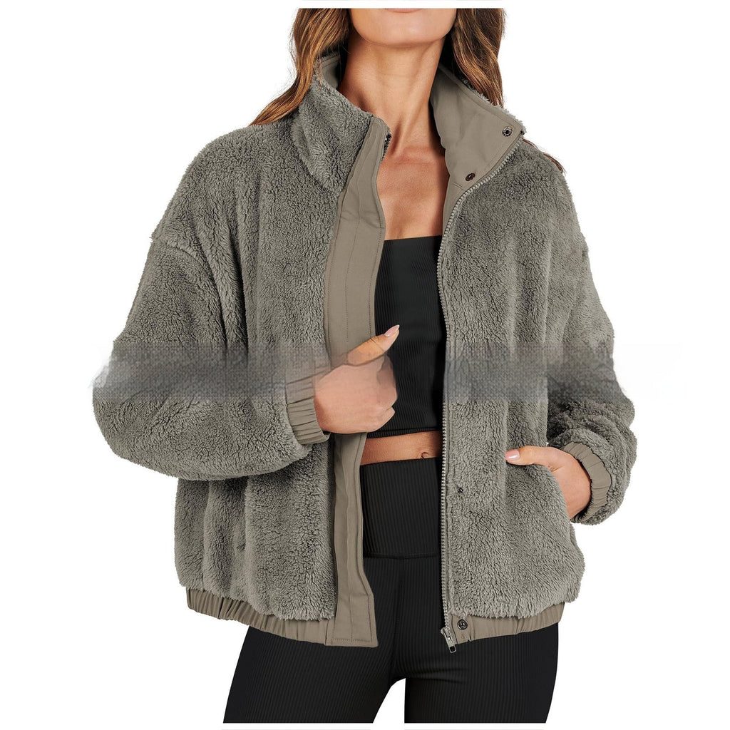 Veste doux peluche ample chaud décontracté style urbain pour femme