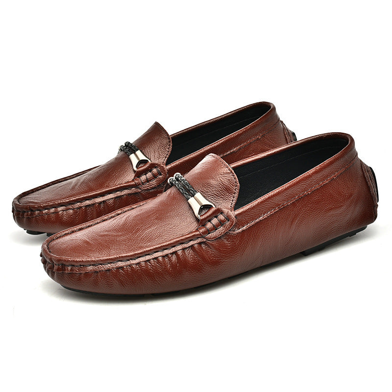 Mocassins grande taille cuir de vachette facile à porter style britannique décontracté pour homme