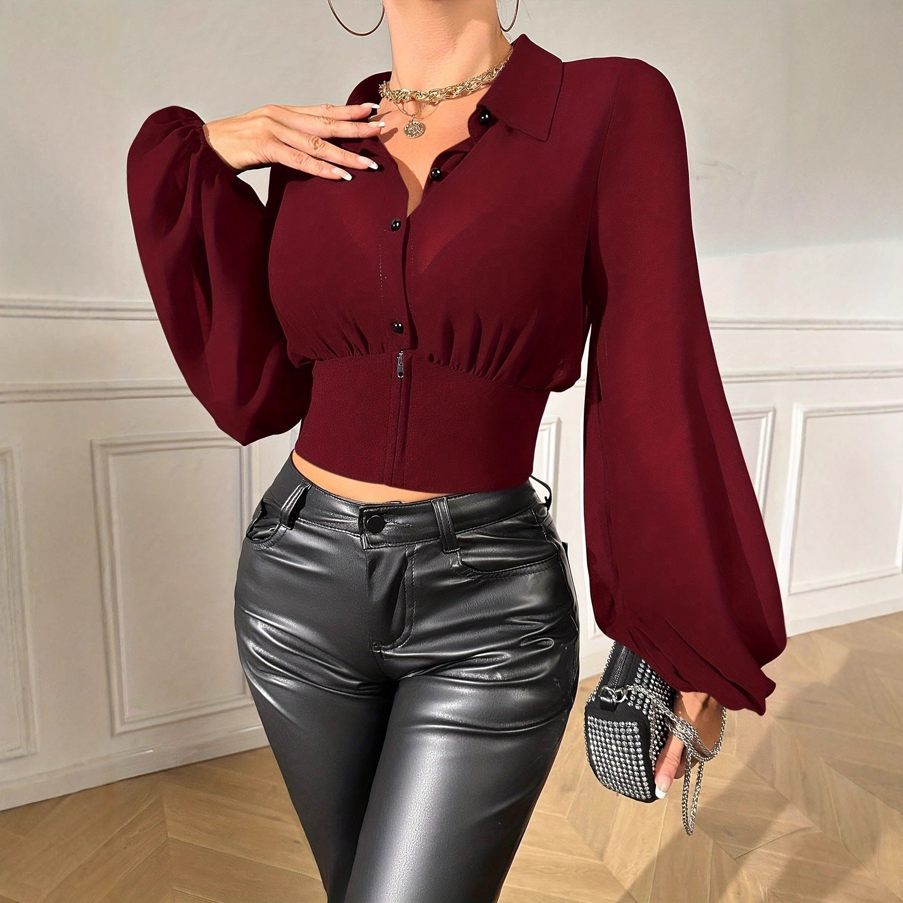 Chemise ajusté waist décontracté élégant confortable pour femme