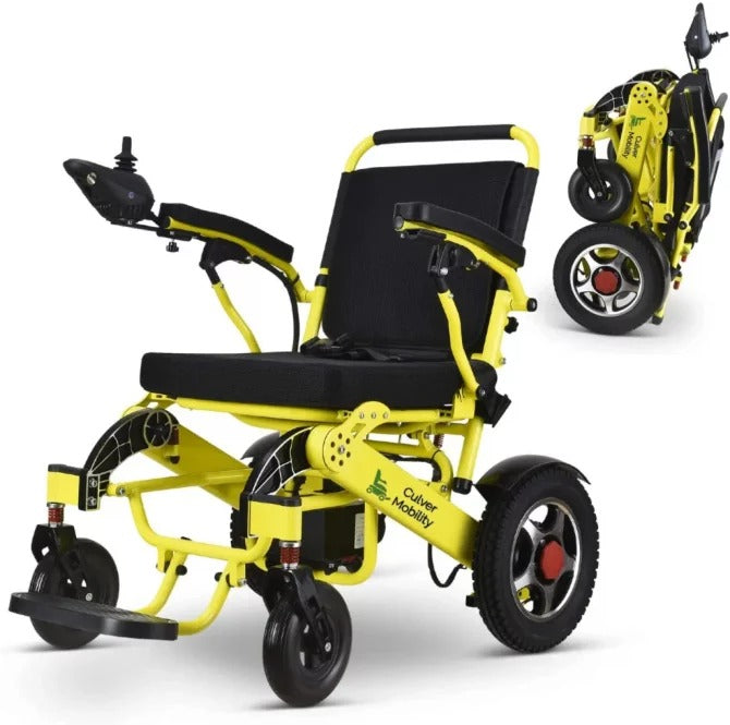 2026 Fauteuil roulant électrique, Culver Mobility Fauteuil roulant électrique pliable léger Fauteuil roulant électrique sans danger, voyage aéronautique approuvé par la FDA (cadeau RAMP en fauteuil roulant gratuit) (argent-17,5 inc)