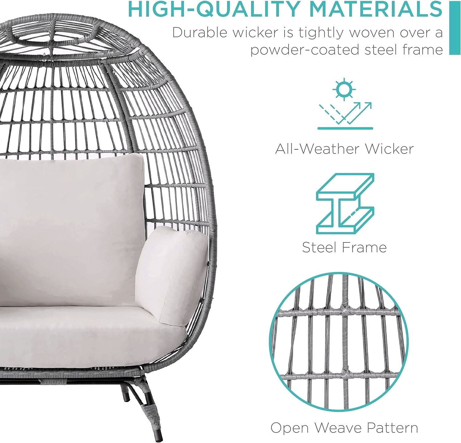 2026 Chaise à œuf en rotin Best Choice Products – Chaise longue surdimensionnée pour l'intérieur et l'extérieur, idéale pour la terrasse, le jardin et le salon