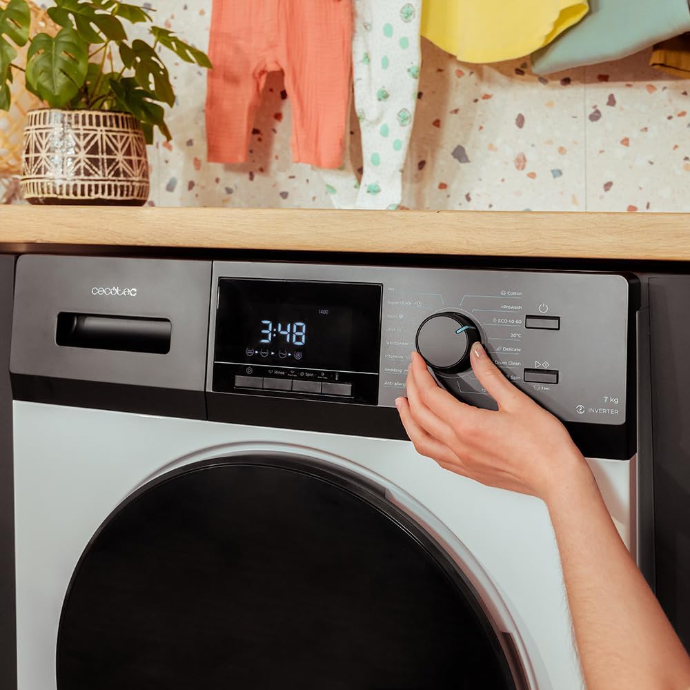 2026 Cecotec Lave-Linge 9Kg Chargement Frontal Bolero Dresscode 9410 Inverter A. 1900W, 1400 tr/min Réglable, 16 Programmes, Faible Consommation d'Énergie, Vapeur, Stérilisation du Linge