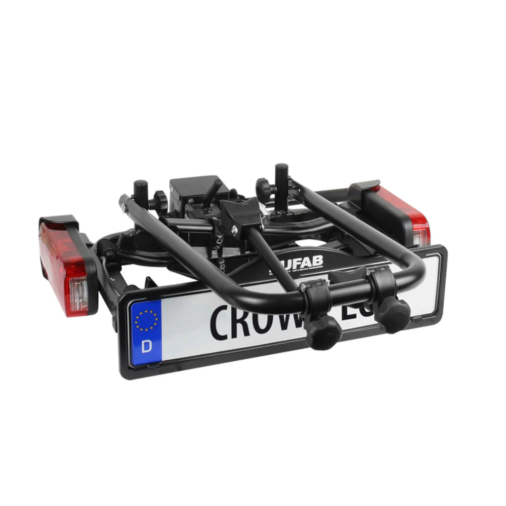 2026 2025 Porte-vélos EUFAB CROW PLUS pour Attelage – Transport de 2 vélos / Vélos électriques jusqu'à 50 kg, Pliable