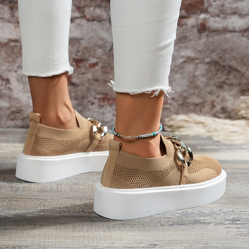 Ballerines respirant en maille chaîne confortable décontracté walking pour femme