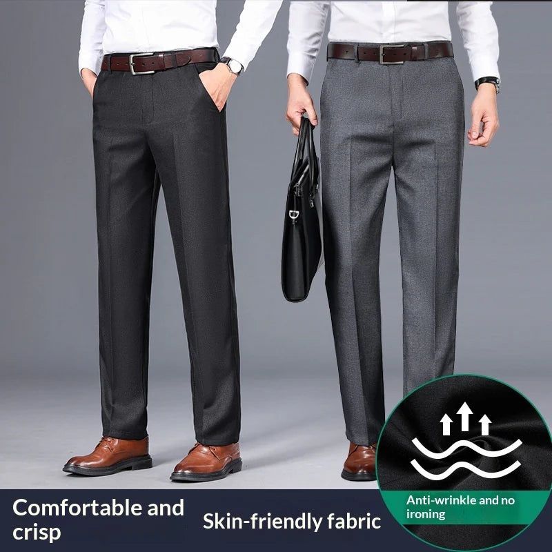 2026 Men's Business Straight Cut Winter Dress Trousers Comfortable Casual Style