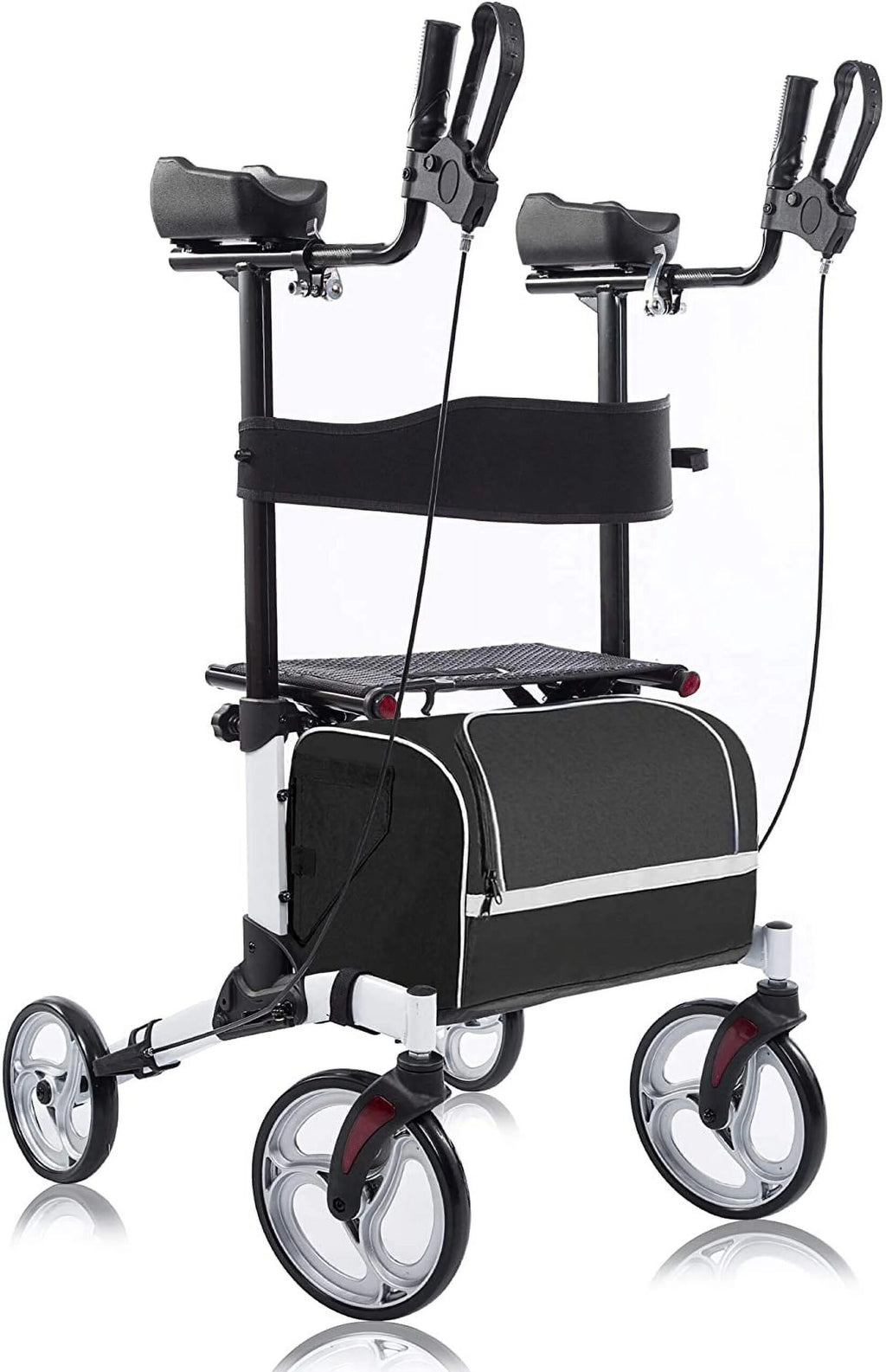 2026 BEYOUR WALKER Aufrechter Rollator, 10″ Räder, Verstellbare Armlehnen, Klappbares Design, Weiß – Mobilitätshilfe für Senioren
