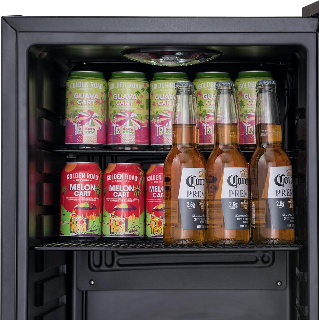 2026 Getränkekühlschrank | Freistehender Kühlschrank für 126 Dosen mit Glastür mit Scharnier rechts | Mini-Getränkekühlschrank, perfekt für Bier, Wein, Limonade und kühlere Getränke