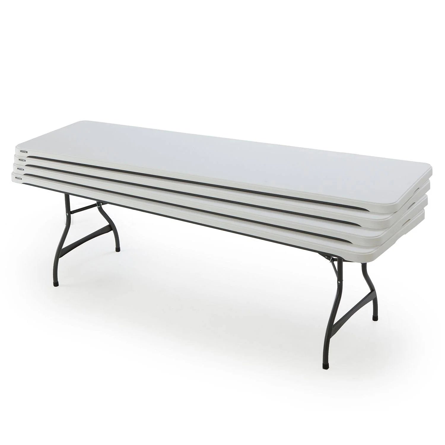 2026 Lot de 4 tables pliantes commerciales empilables de 8 pieds - Blanc (80344)