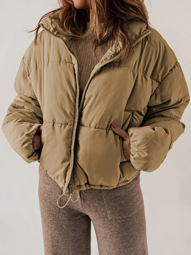 Manteau hiver épais en coton rembourré col montant pour femme