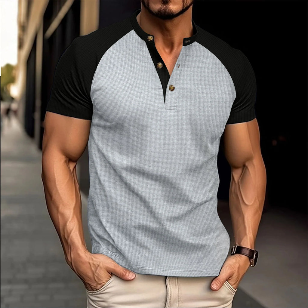 2026 Men's Casual Slim Fit Breathable Waffle Short Sleeve T-shirt