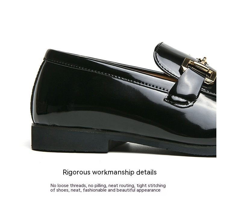 Mocassins brillant noir en cuir facile à porter classique pour homme