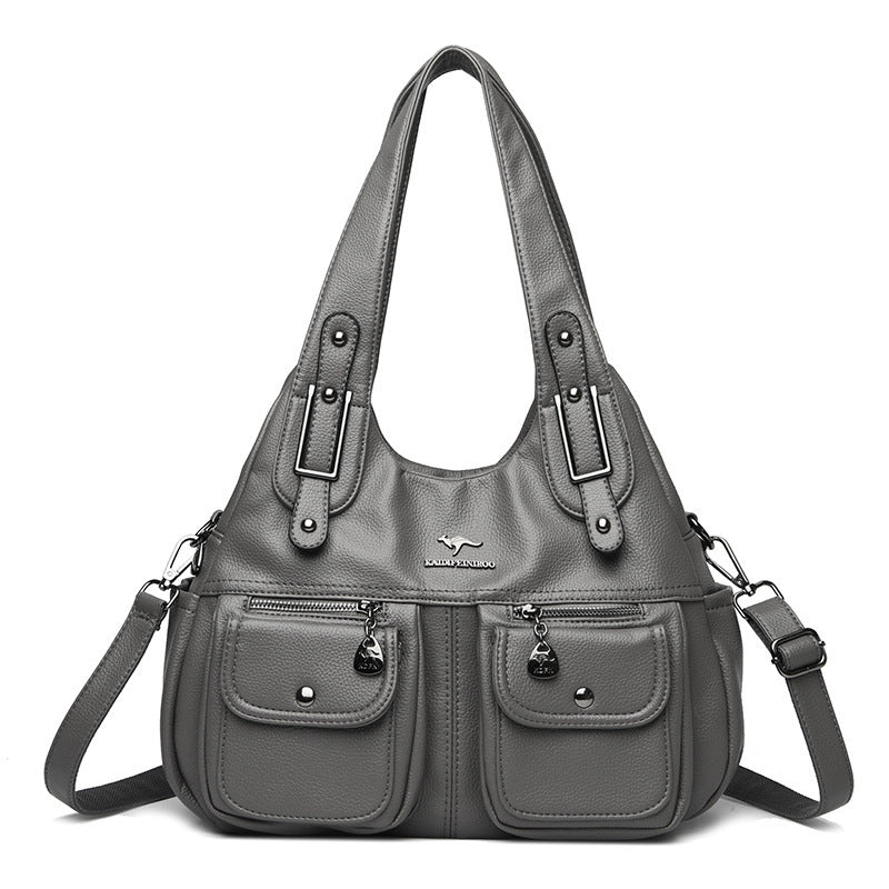 Sac à main grande capacité couleur unie pour femme