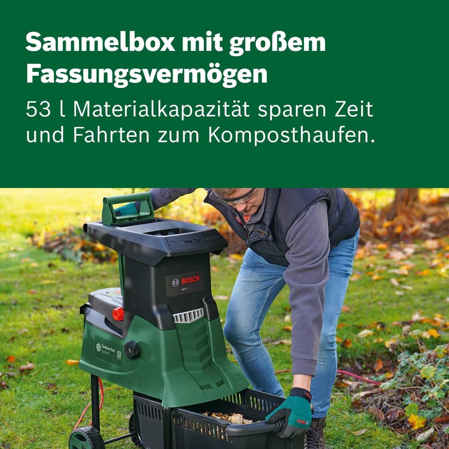 2026 2025 Broyeur à turbine Bosch AXT 25 TC (2 500 W; adapté pour le bois et les déchets de jardin durs; avec gants de jardin; bac de collecte intégré 53 l; dans une boîte) – Édition Amazon