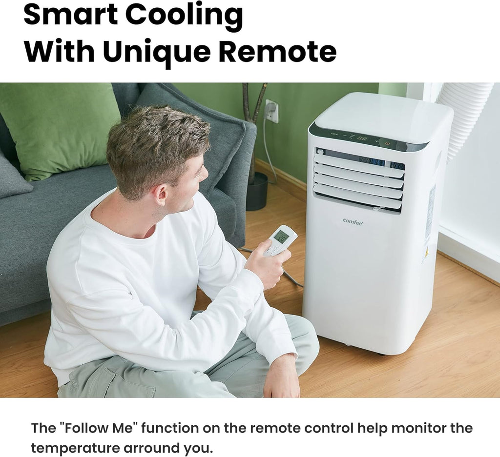 2026 Climatiseur Mobile 9000 BTU/h 2,6kW, 3-EN-1 Refroidisseur Déshumidificateur Ventilateur, Fonction Follow me, Minuterie, Mode nuit, Pour salon et maison de 33㎡/88m³, MPPH-09CRN7, R290