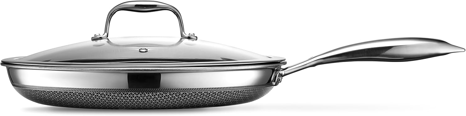 2026 2025 Poêle HexClad Hybrid Antiadhésive 8 Pouces, Poignée Reste-Froide, Compatible Lave-Vaisselle, Résistante au Four jusqu’à 482°C, Compatible Induction et Tous Types de Plaques de Cuisson
