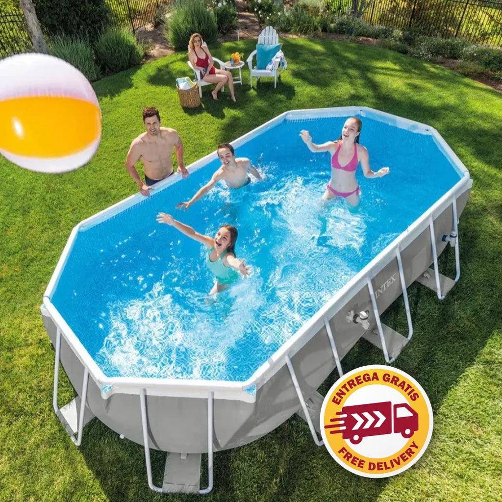 2026 2025 Intex Prism Frame Ovale – Piscine Hors-sol 6,1 x 3,05 m, Cadre Acier Robuste, Pompe et Échelle Incluses, Édition Limitée