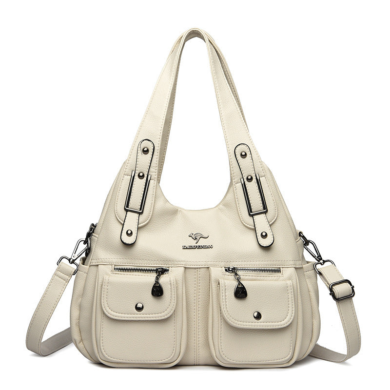 Sac à main grande capacité couleur unie pour femme