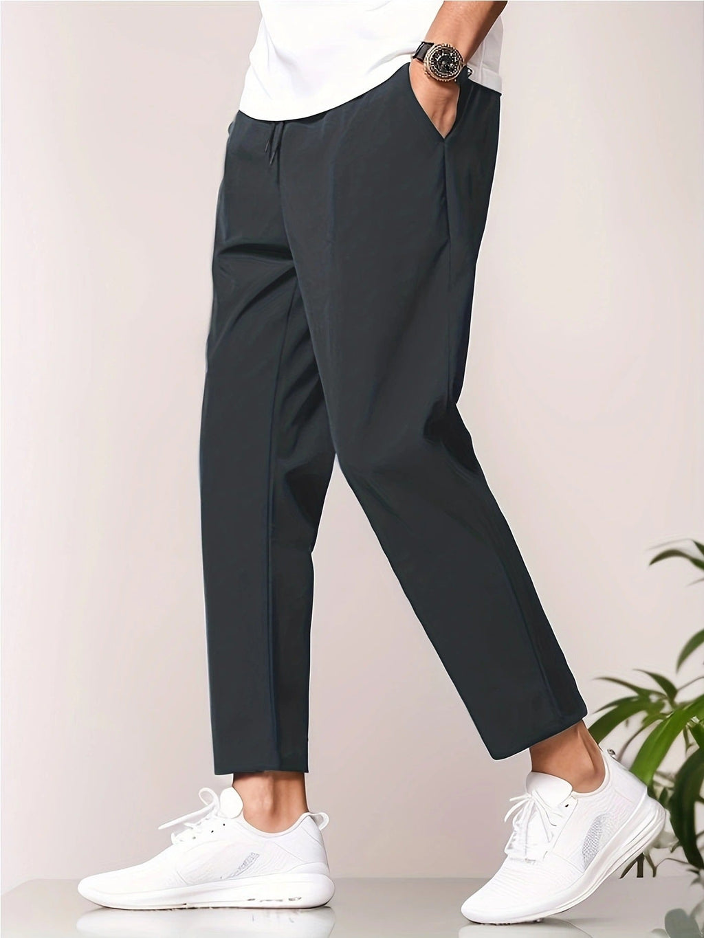 Pantalon coupe ajustée longueur cheville décontracté été confortable pour homme