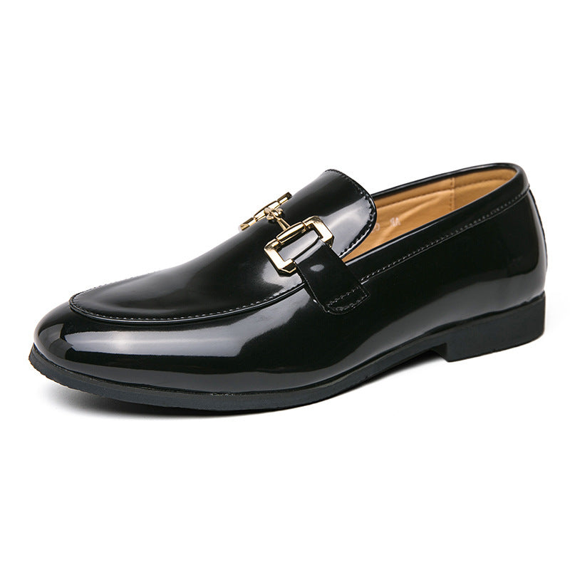 Mocassins brillant noir en cuir facile à porter classique pour homme