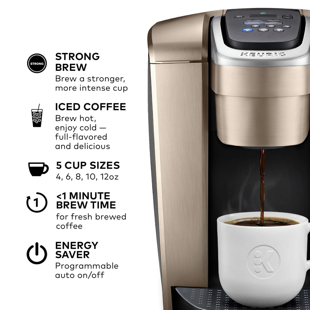 2026 2025 Keurig K-Elite – Machine à Café à Dosettes K-Cup à Portion Unique, Finition Brossée Slate, Programmable pour Café Chaud et Glacé