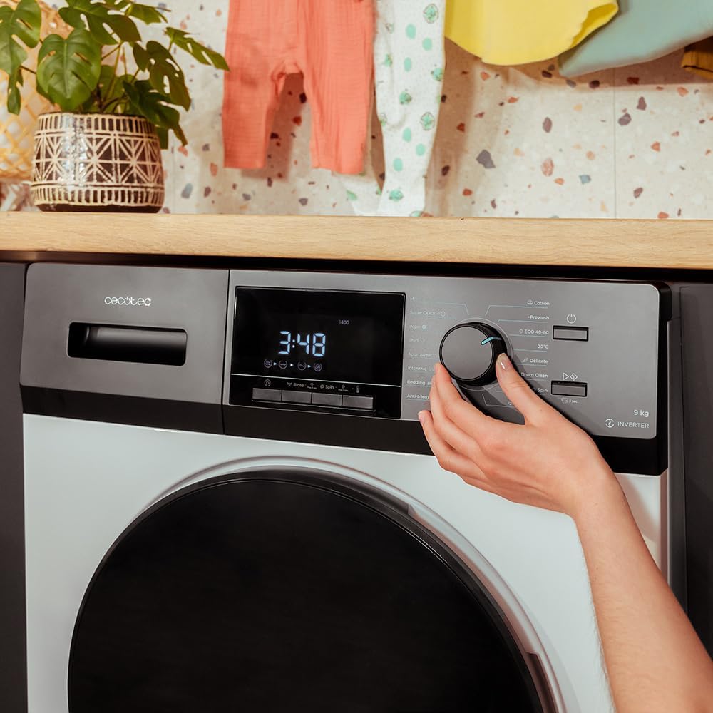 2026 Cecotec Lave-Linge 9Kg Chargement Frontal Bolero Dresscode 9410 Inverter A. 1900W, 1400 tr/min Réglable, 16 Programmes, Faible Consommation d'Énergie, Vapeur, Stérilisation du Linge