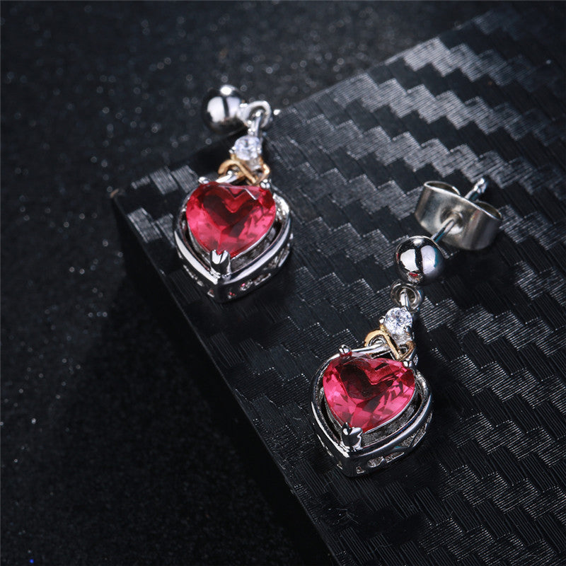 Women's Luxury White Gold Plated Rose Heart Stud Earrings - LAKD London