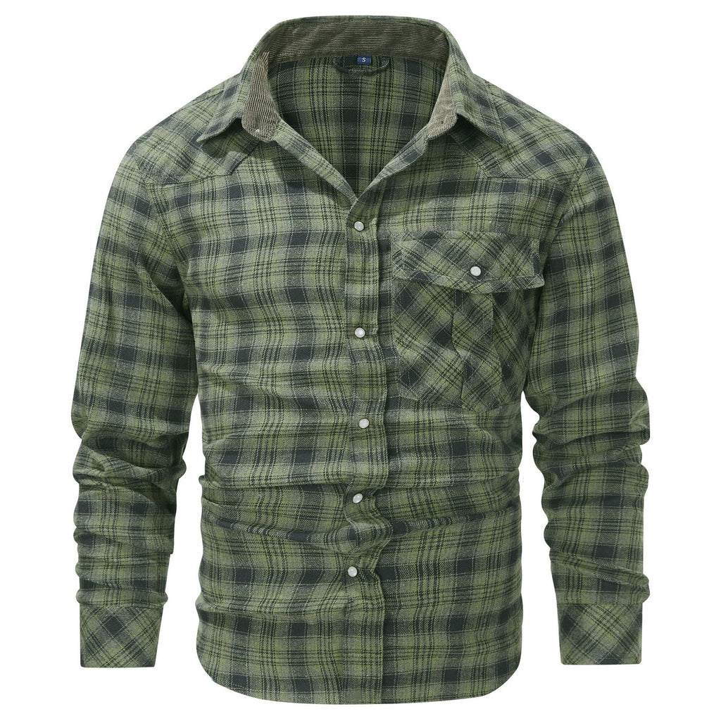 Men's Retro Western Plaid Flannel Pearl Snap Western Style Shirt - LAKD London
