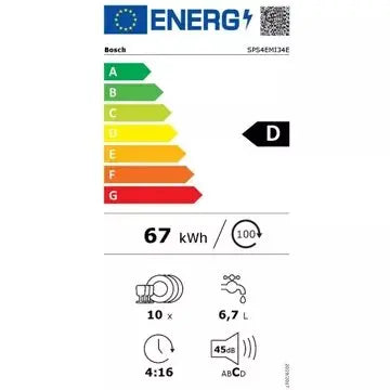 2026 Lave vaisselle 45 cm BOSCH	SPS4EMI34E Série 4 Serenity Efficient Dry