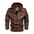 Veste vintage à capuche en cuir doux en velours doublure pour homme